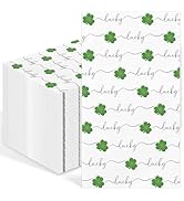 IANFEPH 100 Pcs St. Patrick's Day Paper Napkins 3 Ply Lucky Clover Decorative Dinner Napkin Valen...
