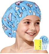 Years calm Satin Lined Shower Cap for Kids, Reusable Waterproof Hair Cap | Hair Protection & Wide...