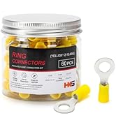 HKS 60PCS Insulated Ring Terminal 5/16" YELLOW 12-10 AWG - M8 - Tinned Red Copper - Electrical Wi...