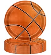 KFJBPB 50PCS Basketball Party Paper Plates 7 Inch, Disposable Basketball Birthday Party Supplies ...