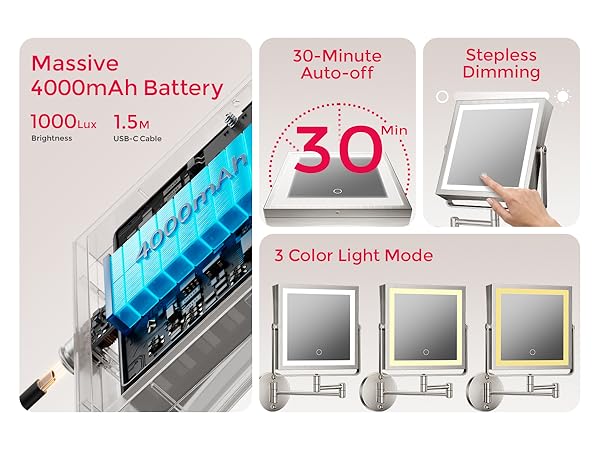 Magnifying Vanity Mirror with 3 Color Lights