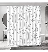 Punkray Grey Shadow Shower Curtain for Bathroom with Hooks, Shower Curtain Set Stripe Bath Curtai...