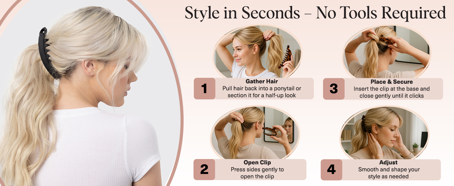 Secure & Sturdy Grip Banana Clips No Crease, Durable Hair Accessories for Women