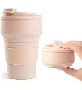 12oz Collapsible Cup for Traveling, Collapsible Silicone Travel Cup for Hot and Cold Drinks, Leak...