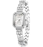 FANMIS Watches for Women Square Bracelet Watch Luxury Rhinestones Gold Bangle Watch with Butterfl...
