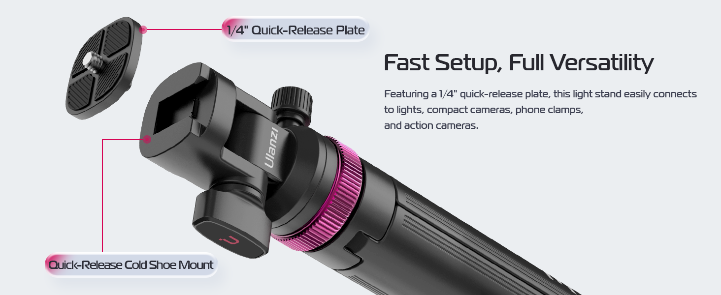 82" Portable Adjustable Light Stand with 1/4" Screw Quick Release