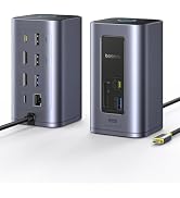 Baseus Nomos Air 12 in 1 Docking Station, Dual Monitor Laptop Docking Station for Windows, 2 Moni...