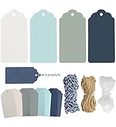 SallyFashion 200 PCS Colored Gift Tags, Hanging Tags with String, Paper Tags for Gifts Arts and C...