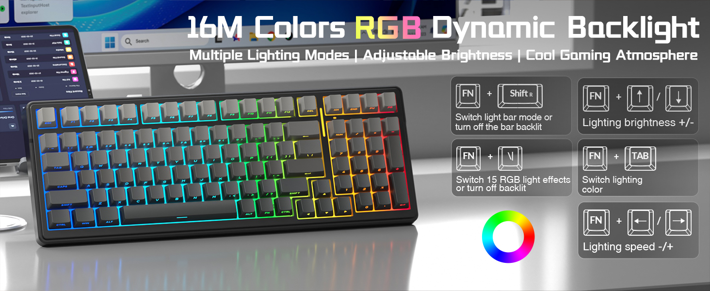 wireless mechanical keyboard RGB backlight hot swap quiet keyboard