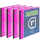WOT I Telescoping 3 Ring Binder 1 Inch 4PCS, Flexible Binder with Expandable Spine+Customized Fro...