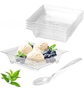 piopiocoing 100 Pack 1 oz mini Square Dessert Plates for Appetizers,Mini Plastic Plates with Spoo...