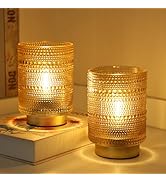 2 Pack Battery Operated Decorative Aesthetic Lamp with Timer for Bedside,Small Cordless Table Lam...