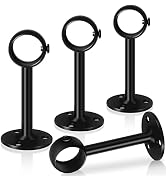 Ceiling Curtain Rod Bracket, 4 Pack Black Ceiling Curtain Rod Holder, Heavy Duty Curtain Rods Hoo...