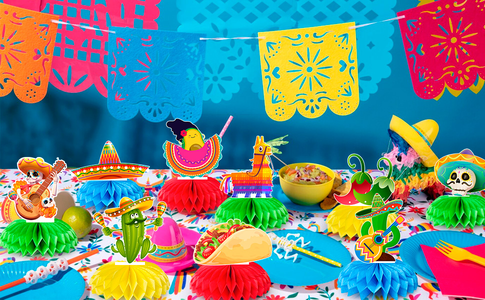 mexican themed honeycomb centerpiece