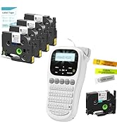 EazeID Label Maker with 5PK 12MM White Tapes, Keyboard Label Maker Machine with-Tape12mm Laminate...