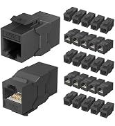 Jadaol 25Pack RJ45 Cat6 Keystone Couplers, Female to Female Inline Couplers, 10Gbps Patch Cable E...