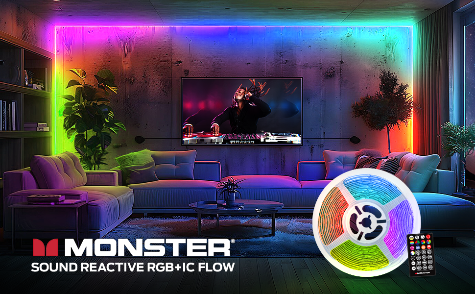 Monster 16.5ft Music Sync and Multi-Color Color Flow LED Light Strip