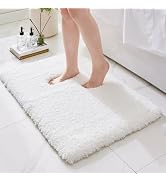 Ruggnovea Bathroom Rugs White 17x24 Machine Washable Bath Mat for Bathroom Floor Thick Fluffy Abs...