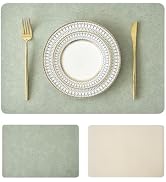 Leetaltree Reversible Faux Leather Placemats Set of 2, 12x17 Inch, Heat Resistant Waterproof Non-...