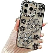 Uioeua Compatible with iPhone 14 Pro Max Flower Case,Cute Glitter Bling 3D Diamond Flower with Lu...
