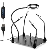 WUWEOT Helping Hands Soldering Clamp Station, 6X LED Magnifying Lamp, Moveable 4 Magnetic PCB Hol...