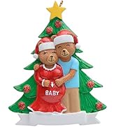 MAXORA Pregnant Bear Couple Family of 2 Christmas Ornament Personalized 2022 We're Expecting New ...
