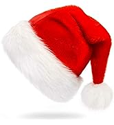 CCINEE Kids Santa Hat,Christmas Santa Hat Velvet Plush Red Hat for Home Decoration Xmas Party Sup...