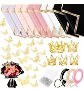 218 Pcs Flower Bouquet Wrapping Paper Kits, 50 Sheets 5 Colors Waterproof Floral Wrapping Paper 6...