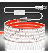 Aclorol 120V LED Strip Lights 6FT Flexible Outdoor Lighting Waterproof IP65 Cold White 6000K 120L...