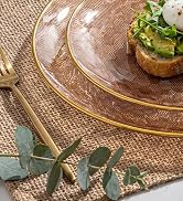 Clear Brown Gold Plastic Plates