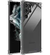 KIOMY Diamond Clear Case for Samsung Galaxy S22 Ultra, Hybrid Hard PC Back Panel with Soft TPU Bu...