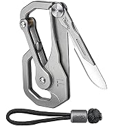 KeyUnity KU00 Titanium Quickdraw Carabiner with Folding Knife, B Shaped EDC Multifunctional Keych...