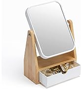 YEAKE Vanity Makeup Mirror with Storage, 1X/3X Double Sided Magnifying Mirror with Adjustable Nat...