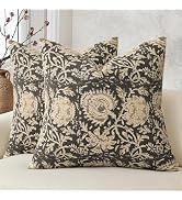DKwizme Vintage Floral Print Throw Pillow Covers 18x18 Set of 2 Neutral Modern Farmhouse Pillowca...