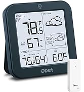Indoor Outdoor Thermometer Wireless Weather Station, Battery Powered Inside Outside Thermometers ...