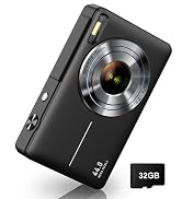 Digital Camera 1080P with 32G Card 16X Zoom Flash Portable for Kid, Black | Compact camera with a...