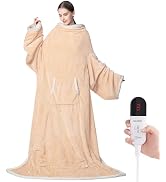 Wearable Electric Blanket with Foot Pocket and Sleeves, Heating Throw Blanket, 6 Heating Levels &...