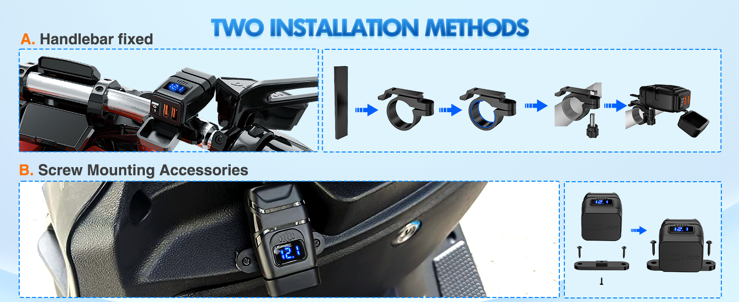 Nilight Motorcycle Dual USB Charger SAE to USB Adapter