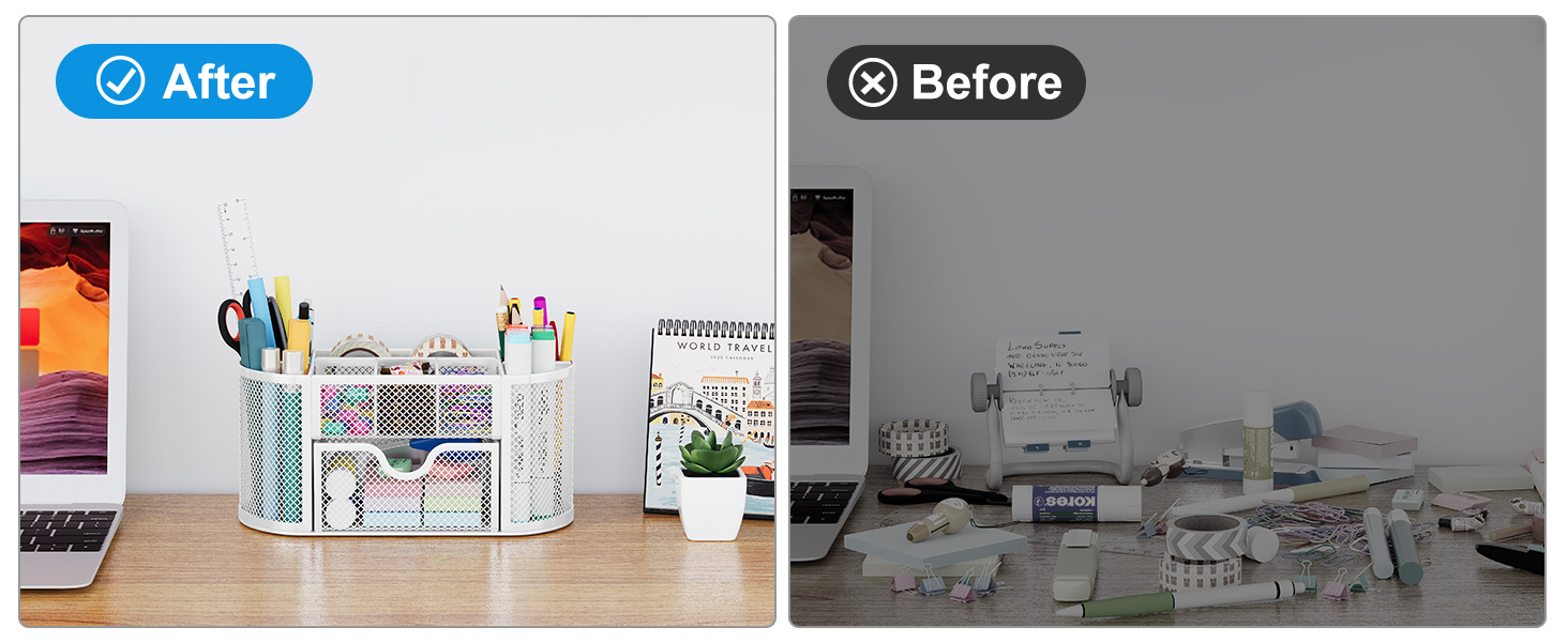 mesh desk organizer with drawer
