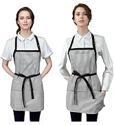 Corfully Kitchen Apron with 3 Pocket, Adjustable Server Apron, Waitress Apron with Pockets Stripes