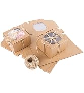 YunKo 50 Pack 4x4x2.5 Inch Bakery Boxes with Window - Dessert, Cake, Muffin & Donut Boxes (Brown)