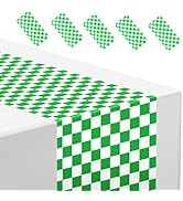 Mwellewm 6Pcs Green Gingham Table Runner 14x108'' Christmas Decorations Green and White Checkered...