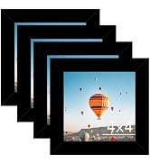 4x4 Picture Frame Set of 4 Black for Wall Hanging or Tabletop, Wall Mounting Horizontally or Vert...
