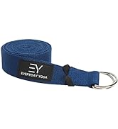 Everyday Yoga Super Strong Cotton Strap with Metal D-ring Buckle - Improve Flexibility, Stretchin...