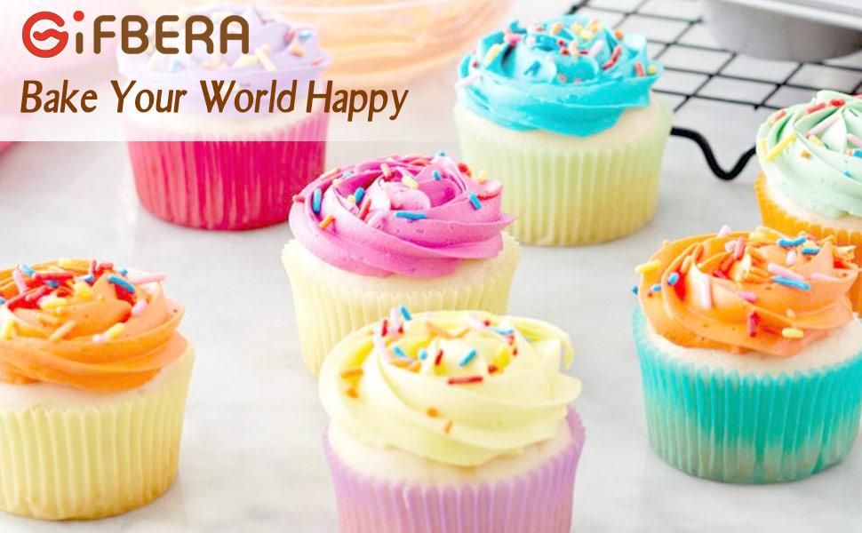 Gifbera Bright Rainbow Standard Cupcake Liners Solid Colorful Paper Baking Cups 400-Count