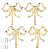 MEKOTRIN Gold Bow Wall Hook, Decorative Wall Hooks Multi Purpose Gold Metal Bow Knot Hooks for Li...