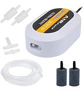 Uniclife Aquarium 15 GPH Nano Air Pump Quiet White Oxygen Aerator with Air Stone and Airline Tubi...