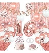 16th Birthday Decorations for Girls Sweet 16 Birthday Party Decor Sixteen Happy Birthday Banner R...