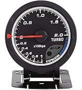 Red Wire Connects, Qiilu Universal 60mm LED Turbo Boost Gauge Meter for Auto Racing Car 0-200 Kpa...