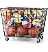 Mythinglogic Rolling Sports Ball Storage Cart, Sports Lockable Ball Storage Locker with Elastic S...